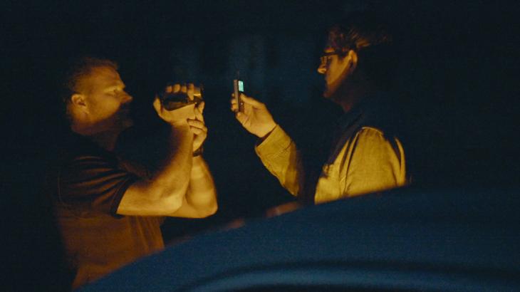 Louis Filming being Filmed at Gold Base. © BBC/BBCWorldwide