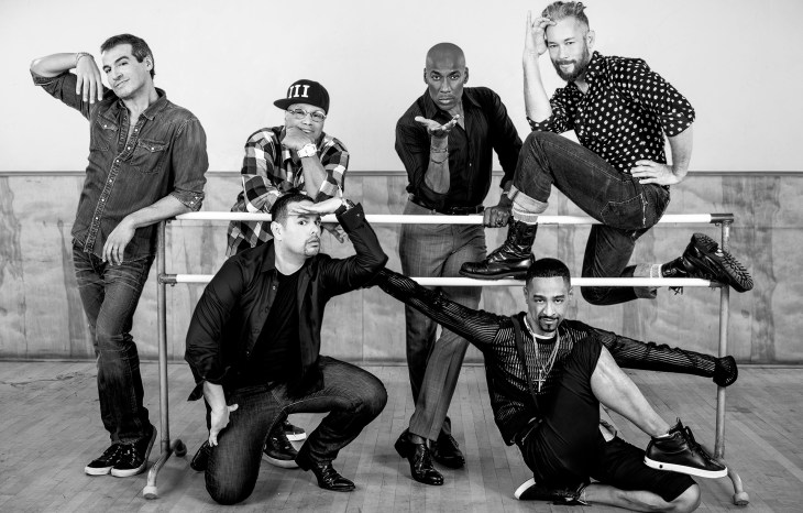 Top row: Salim Gauwloos, Oliver Crumes III, Carlton Wilborn, Kevin Stea. Bottom row: Luis Camacho, Jose Gutierez. From the film STRIKE A POSE. (Photograph by Linda Posnick)